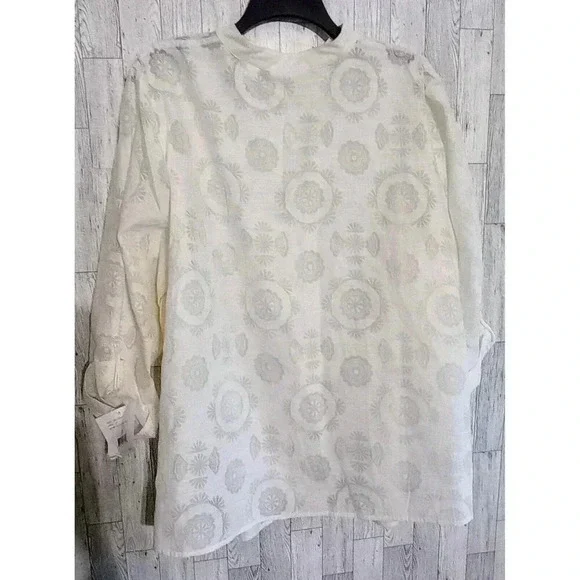 JH Collectibles Blouse Semi Sheer Ivory Off White Plus Size 3X NWT‎ - Picture 2 of 6
